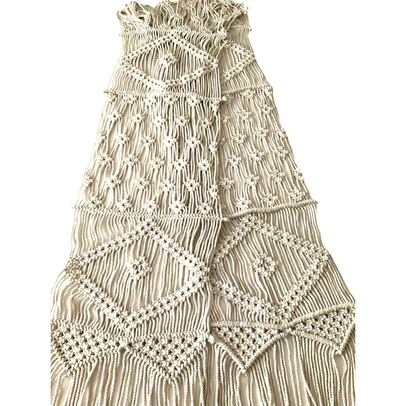 Macrame Table Runner Wall Hanging  Boho Natural 160" x 12 "+ 12" Fringe - Picture 2 of 4